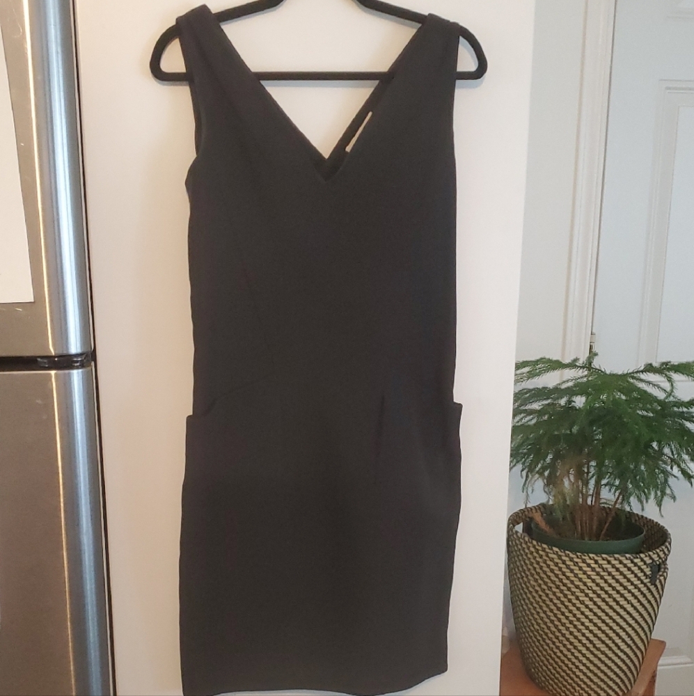Prada Black Sleeveless V-Neck Sheath Mini Dress